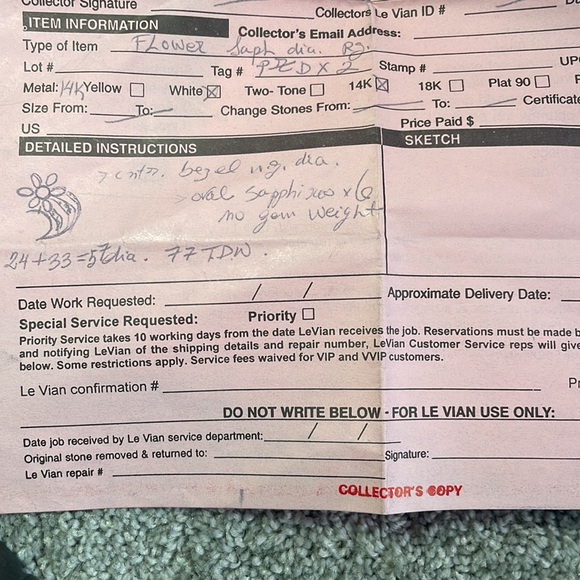 Worn once LeVian Sapphire and diamond ring - Picture 7 of 8